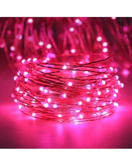 Outdoor String Lights Dimmable USB String Lights- 33ft 100 LED Warm White & Pink Color Changing Fairy Lights with Remote&Time...