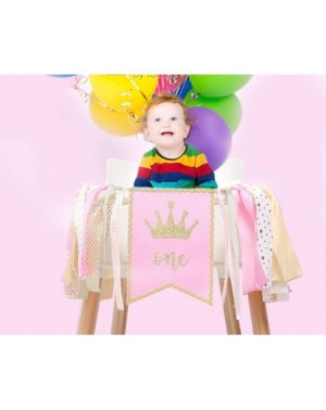 Banners Princess Party Decorations for 1st Birthday - Pink and Gold Birthday Banner for Photo Booth Props and Backdrop Cake S...