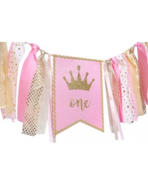 Banners Princess Party Decorations for 1st Birthday - Pink and Gold Birthday Banner for Photo Booth Props and Backdrop Cake S...