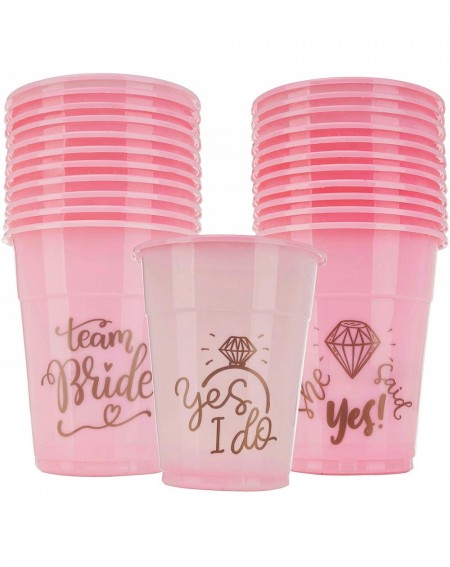 Tableware Bachelorette Party Cups - 25 Bridal Shower Decorations - Mega Party Pack of"Team Bride"- She Said Yes" Pink and Gol...