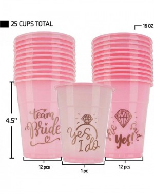 Tableware Bachelorette Party Cups - 25 Bridal Shower Decorations - Mega Party Pack of"Team Bride"- She Said Yes" Pink and Gol...