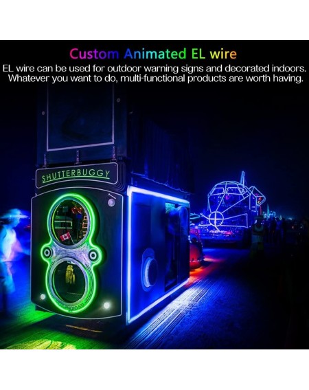 Rope Lights EL Wire Kit 9ft- Portable Neon Lights for Parties- Halloween- DIY Decoration (5 Pack- Each of 9ft- Red- Green- Pi...