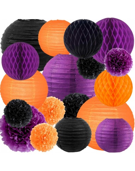Tissue Pom Poms Orange Party Decorations - Black Purple Tissue Pom Pom Paper Lantern Honeycomb Ball for Wedding Birthday Than...