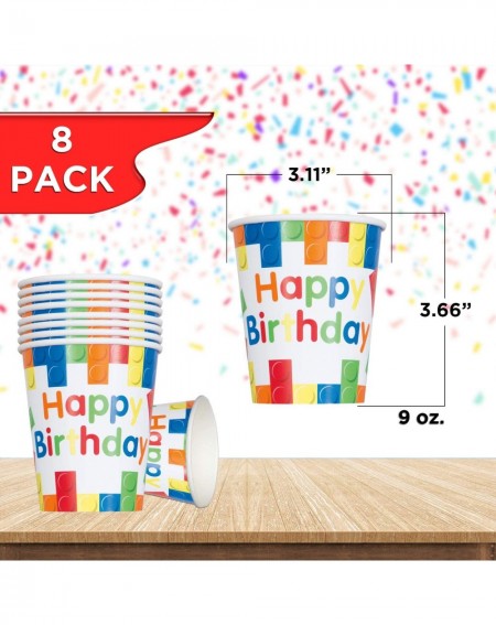 Party Packs Building Blocks Birthday Party Bundle - Luncheon & Beverage Napkins- Dinner Plates- Table Cover- Cups - Great for...