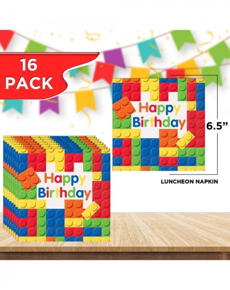Party Packs Building Blocks Birthday Party Bundle - Luncheon & Beverage Napkins- Dinner Plates- Table Cover- Cups - Great for...