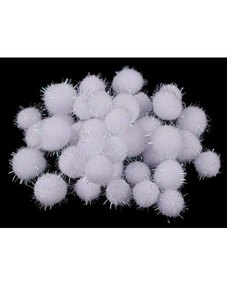 Tissue Pom Poms 1box White Lurex Mini Fluffy Pom Pom Snowballs Mix of Sizes- Baby Decor- Poms- Clothing- Footwear Decor and A...