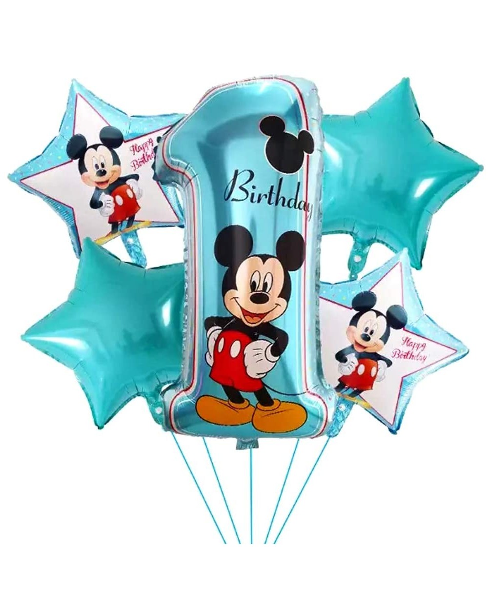 Balloons 5 PCS Mickey Mouse Character Foil Balloon First Birthday Party Balloons Boy and Girl Baby Baby Shower Foil Balloons ...