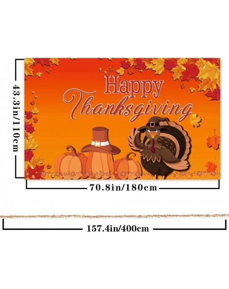 Banners & Garlands Happy Thanksgiving Hanging Extra Large Fabric Sign Poster Background Banner with Pumpkin Maple Leaves Turk...