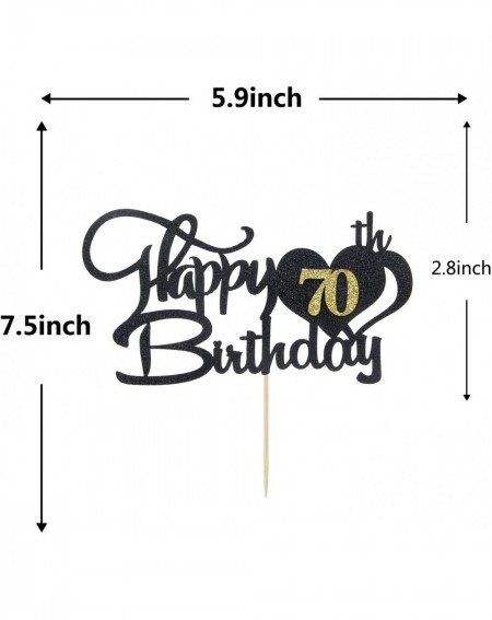 Cake & Cupcake Toppers Glitter Black Happy 70th Birthday Cake Topper - 70th Birthday Wedding Anniversary Cake Topper Party De...
