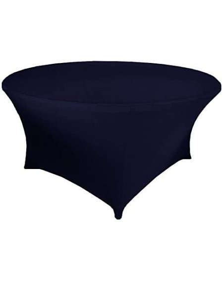 Tablecovers Wholesale (200 GSM) 5 FT (60 in) Round Spandex Stretch Fitted Table Cover Tablecloths Navy Blue - Navy Blue - CG1...