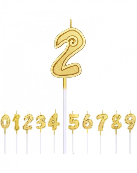 Cake Decorating Supplies Birthday Candle Number 2 Cake Topper Gold Glitter Happy Birthday Numeral for Weddings- Party Baby's ...
