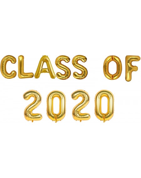 Balloons Class of 2021 Balloons Banner Gold 16 inch letter Balloons Foil Mylar Balloons Set for Graduation Party Decorations ...