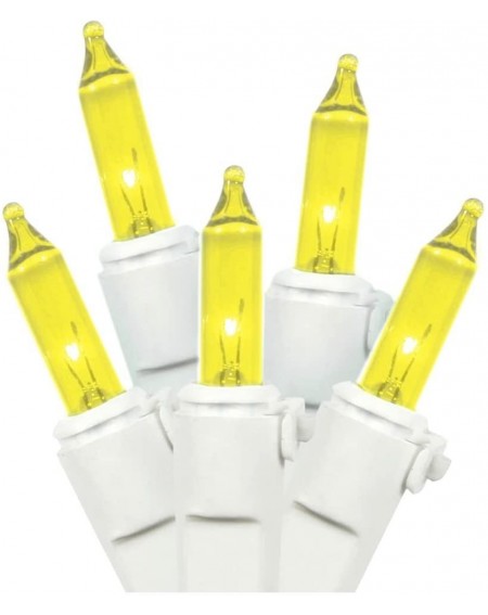 Indoor String Lights 35 Light 11.5' White Wire Yellow Miniature Christmas Light String Set with 3" Spacing - C711HCHKISZ $9.65