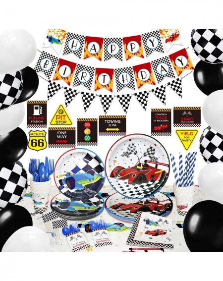 Party Packs Race Car Birthday Party Supplies - Race Car Party Decorations for Boys Birthday Banner Tablecloths Car Party Sign...