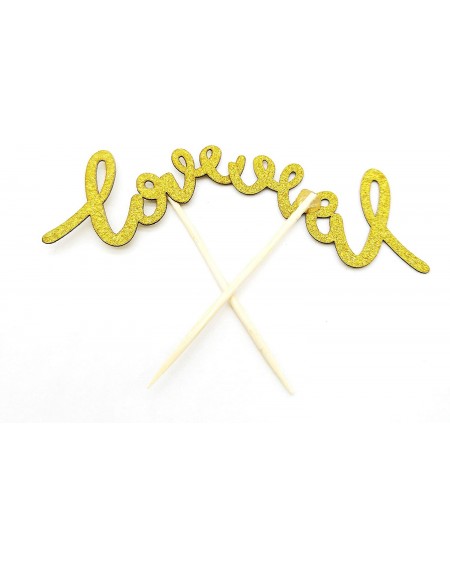 Cake & Cupcake Toppers Gold Love Cupcake Topper Enagement Party Cupcake Topper Wedding Cupcake Topper Valenline's Day Decor S...