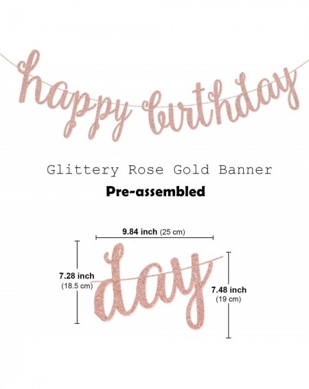 Banners Pink Rose Gold Birthday Party Decorations Set - Rose Gold Glittery Happy Birthday Banner- Tissue Paper Pom- Circle Do...