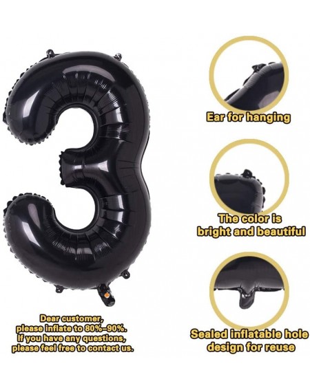 Balloons 40 Inch Giant Black Number 3 Balloon-Foil Helium Digital Balloons for Birthday Anniversary Party Festival Decoration...