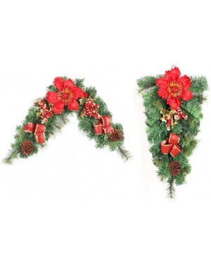 Swags Christmas Swag-Decorative Teardrop Swag with Cones-Poinsettias and Pine Cones-Winter Wreath Teardrop Indoor Holiday Chr...