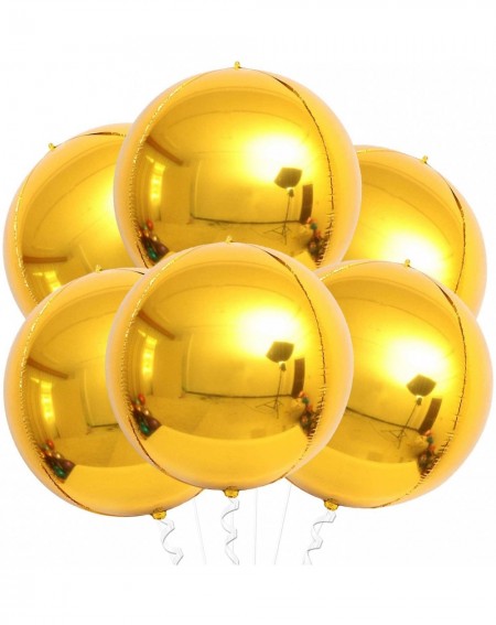 Balloons Gold Orbz Balloons Decorations - Large- Pack of 6 - 22 Inch 360 Degree Round Gold Big Balloons - Metallic Gold Ballo...