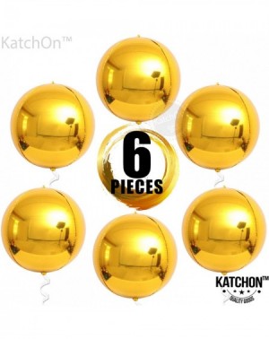 Balloons Gold Orbz Balloons Decorations - Large- Pack of 6 - 22 Inch 360 Degree Round Gold Big Balloons - Metallic Gold Ballo...