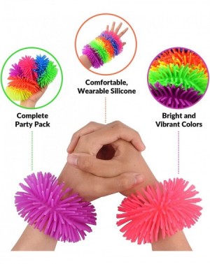 Party Favors Squishy Fuzzy Band Bracelets for Kids- 6 Pack- Flexible and Stretchy Wearable Sensory Toys- Tactile Silicone Squ...