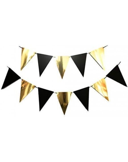 Banners Black and Gold Banner Party Decoration 9 feet- 12 Flags (DIY String to The Length Needed) - CF18DSONU0D $9.23