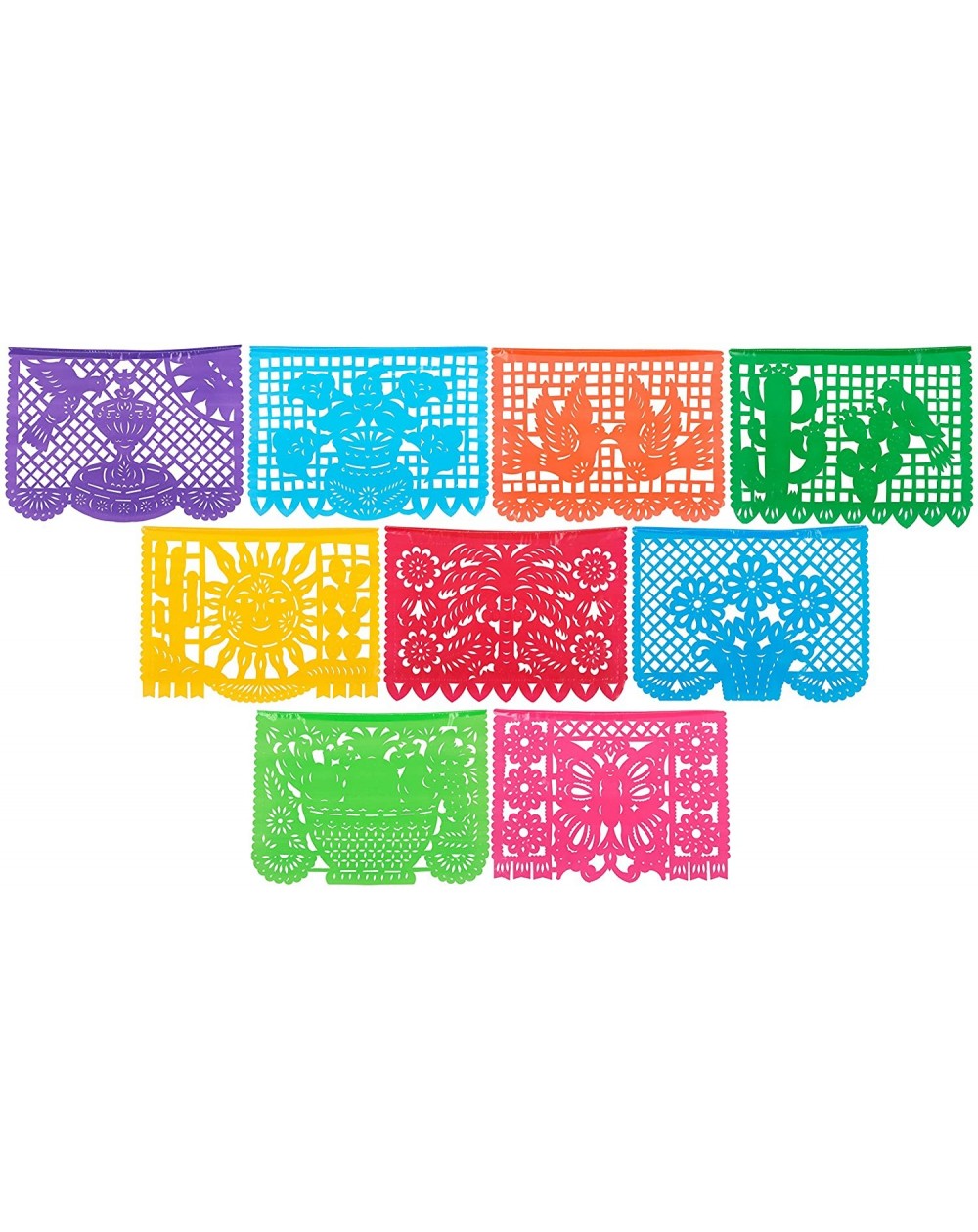 Banners Festival Mexicano Large Plastic Papel Picado Banner- 9 Multi-Colored Panels 15 feet Long - CQ12HEQBGR5 $9.17