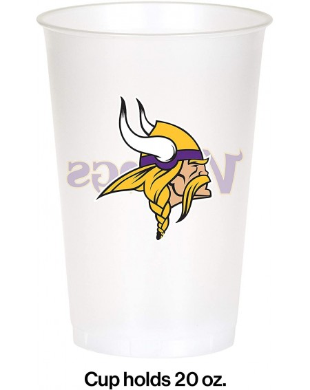 Tableware Officially Licensed NFL Printed Plastic Cups- 8-Count- 20-Ounce- Minnesota Vikings - Cups - CA11RUX18H1 $11.14