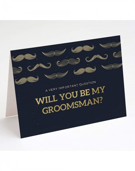 Invitations Groomsmen Mustache You a Question Proposal Cards- Will You Be My Groomsman? Will You Be My Best Man? Real Gold Fo...