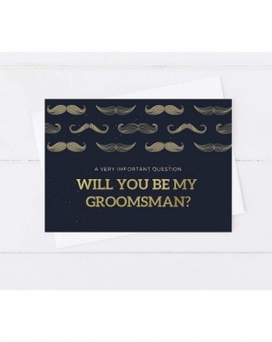 Invitations Groomsmen Mustache You a Question Proposal Cards- Will You Be My Groomsman? Will You Be My Best Man? Real Gold Fo...