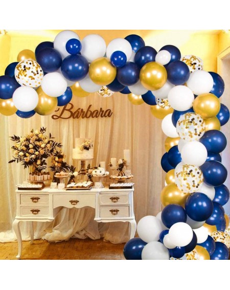 Balloons Navy Blue Balloon Garland 125 Pcs Navy Blue White Balloon Arch Kit for Wedding Anniversary Blue Birthday Party Decor...