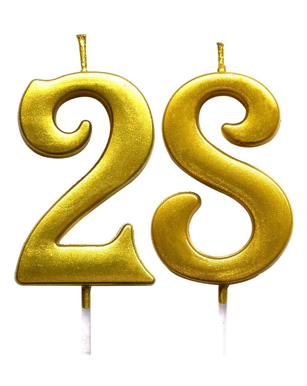Cake Decorating Supplies Gold 28th Birthday Numeral Candle- Number 28 Cake Topper Candles Party Decoration for Women or Men -...