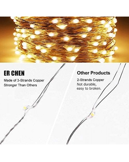 Outdoor String Lights Battery Operated String Lights- 33ft/10M 100 LED Fairy Lights with Timer- Waterproof Silver Coated Copp...