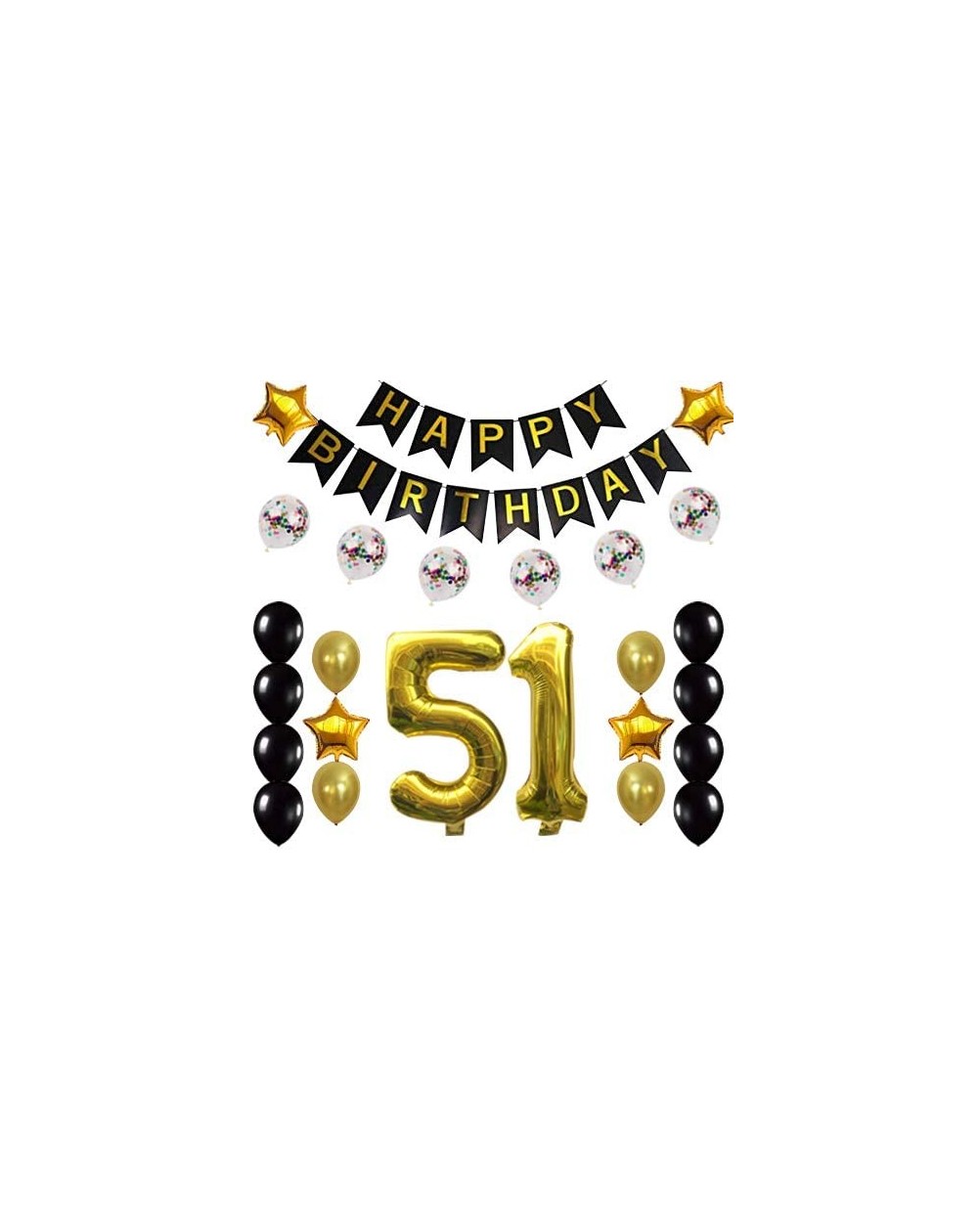 Balloons 51st Birthday Decorations Party Supplies Happy 51st Birthday Confetti Balloons Banner and 51 Number Sets for 51 Year...