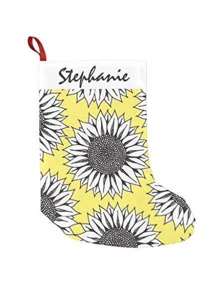 Stockings & Holders Personalized 10.4" x 16.8" Christmas Stocking- Xmas Stocking- Yellow Sunflower in Black and White Hand Dr...