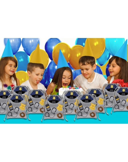 Party Packs Police Cop Drawstring Bags Kids Birthday Party Supplies Favor Bags 10 Pack - C5180EQANH3 $12.90
