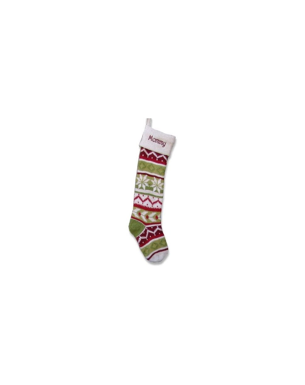 Stockings & Holders Personalized Knitted Christmas Stockings - Green - Red White Cuff - CV11BBA5Q9J $44.19