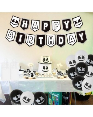 Banners 17 Pcs Marshmallow DJ Mask Birthday Party Supplies - Party Decoration Pack includes 1 Pre-assembled Banner and 16 Lat...