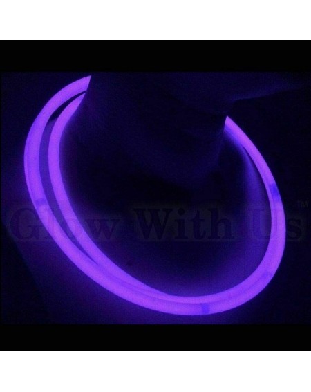 Favors Glow Sticks Bulk Wholesale Necklaces- 100 22" Purple Glow Stick Necklaces. Bright Color- Glow 8-12 Hrs- Connector Pre-...