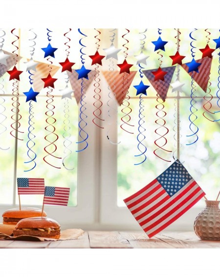 Banners & Garlands 36 Pieces Patriotic Hanging Swirls Decorations Swirls with Star for July 4th Independence Day Memorial Day...
