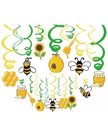 Party Packs 30Ct Bee Honey Hanging Swirl Decorations- Bumblebee Gender Reveal Party Supplies- Bumble Birthday Theme- Beeday B...