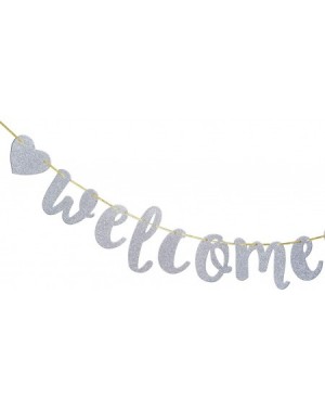Banners & Garlands Welcome Baby Silver Glitter Banner - Baby Shower- Pregnancy Announcement- Gender Reveal Party Supplies (Si...