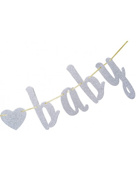 Banners & Garlands Welcome Baby Silver Glitter Banner - Baby Shower- Pregnancy Announcement- Gender Reveal Party Supplies (Si...