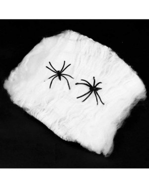 Party Packs Giant Spider Web(2 Pack 9 Ft)-Super Stretch Cobweb(2 Pieces) and 4 Fake Realistic Spiders Set for Halloween Party...