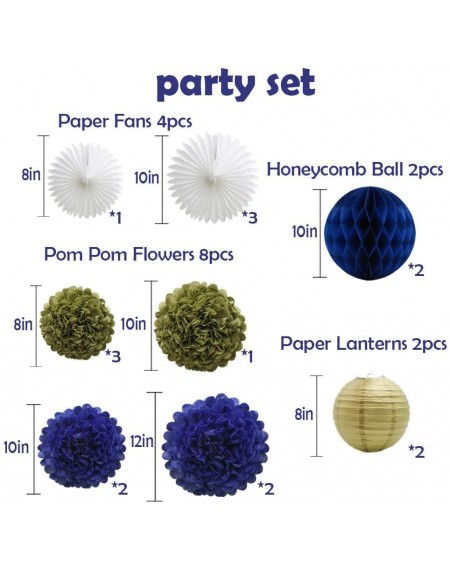 Tissue Pom Poms 16pcs Party Decoration Supplies Set of Tissue Honeycomb Balls Lanterns Paper Pom Poms Flowers Hanging Fan for...
