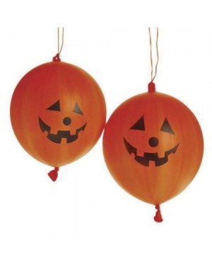 Balloons Dozen Halloween Rubber Jack-O-Lantern Pumpkin Orange Punch Balls with Handles- 8in (FA908) - CH110QB92H7 $10.06
