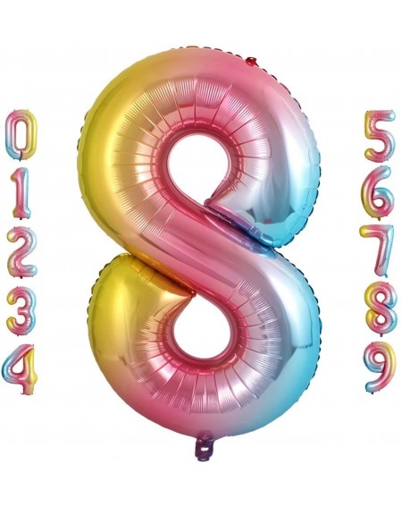 Balloons 40 inch Gradient Rainbow Number 8 Balloon- Big Size Digit Colorful Mylar Foil Helium Balloons for Birthday Party Cel...