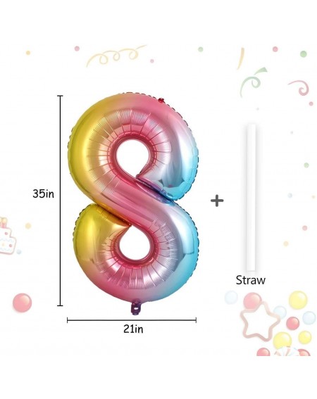 Balloons 40 inch Gradient Rainbow Number 8 Balloon- Big Size Digit Colorful Mylar Foil Helium Balloons for Birthday Party Cel...