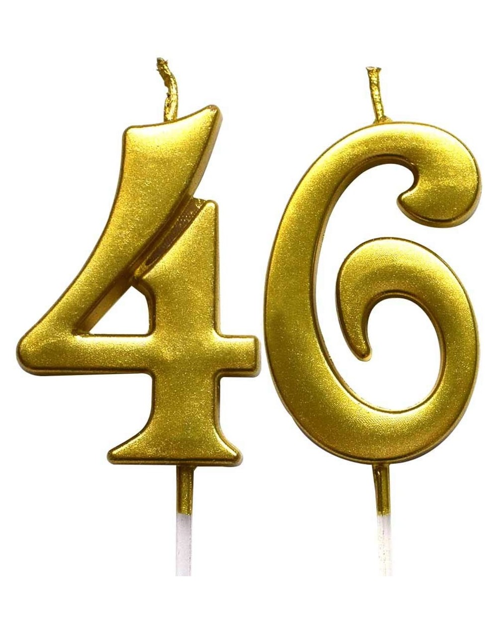 Cake Decorating Supplies Gold 46th Birthday Numeral Candle- Number 46 Cake Topper Candles Party Decoration for Women or Men -...