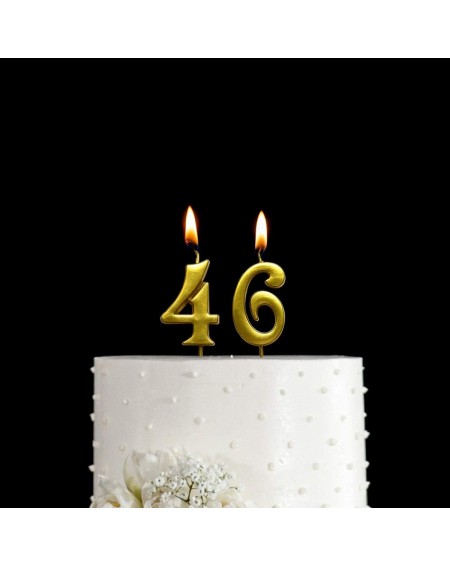 Cake Decorating Supplies Gold 46th Birthday Numeral Candle- Number 46 Cake Topper Candles Party Decoration for Women or Men -...